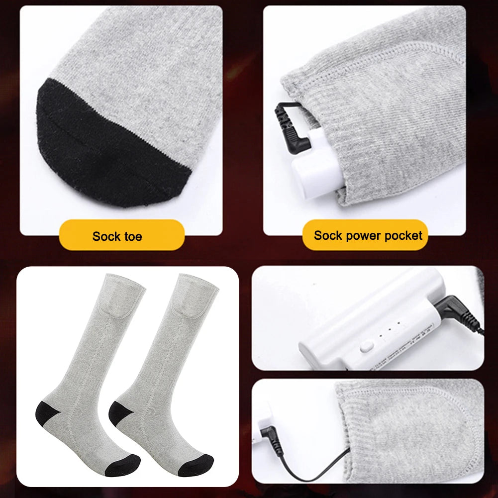 Unisex Heated Sports Stockings Rechargeable Electric Hot Socks Intelligent Control 3 Modes Men's Women's Heating Foot Warmer