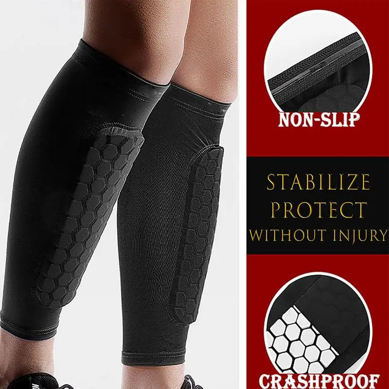 Soccer Shin Guards Shin Protector Guard Socks Honeycomb Pads Breathable Shin Splint Support Shin Guard Socks Calf Protective